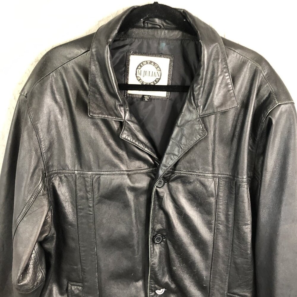 Vintage M Julian Wilsons Leather Blazer Mens XL Black Buttery Jacket Coat Y2K - Picture 2 of 16